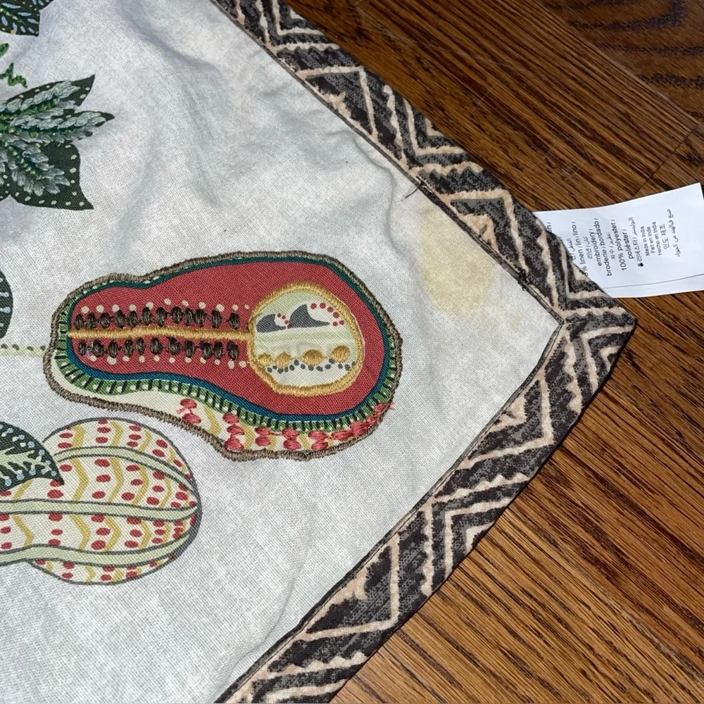 Pottery Barn Aldo Pumpkin Embroidered Table Throw Fall/Thanksgiving #1